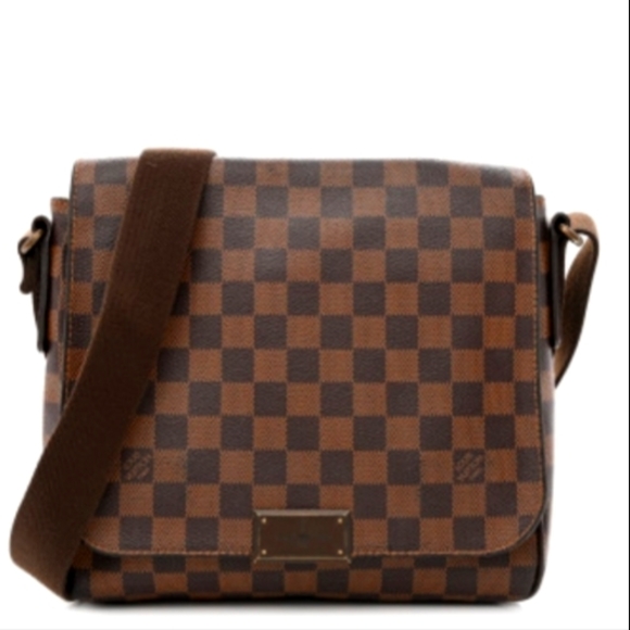 LOUIS VUITTON Paris Damier Ebene District PM Brown Leather Messenger Bag RARE - Picture 7 of 13